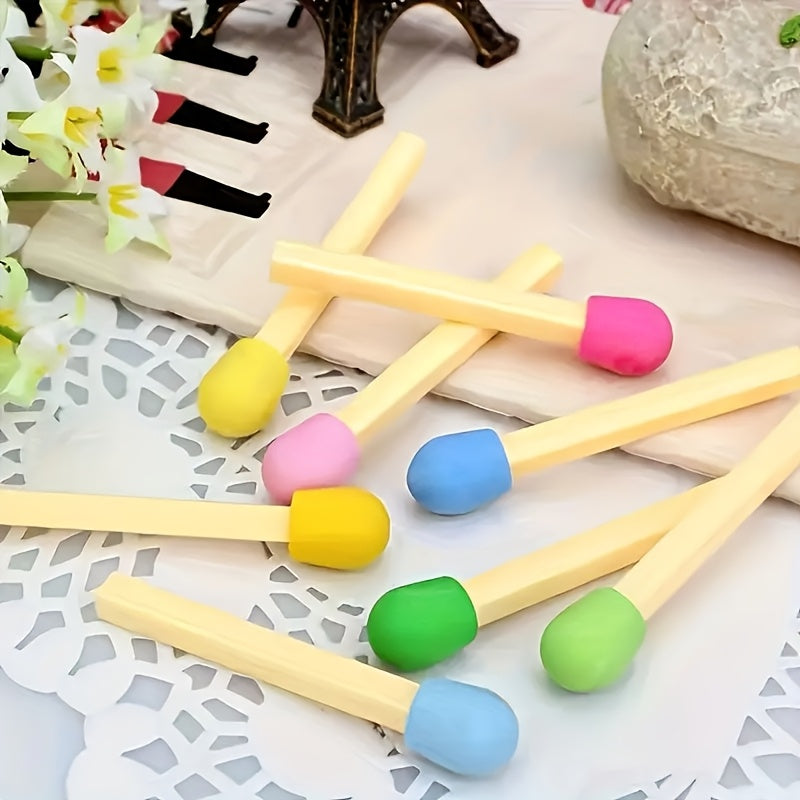 1 Box of 8 Fun Erasers - Creative Colorful Mini Matchstick Shaped Erasers, Holiday Gifts and Rewards, Boxed Eraser Set, Suitable for Christmas/New Year/Thanksgiving/Birthday/Family Gathering, Ideal for Adults over 14 Years Ol