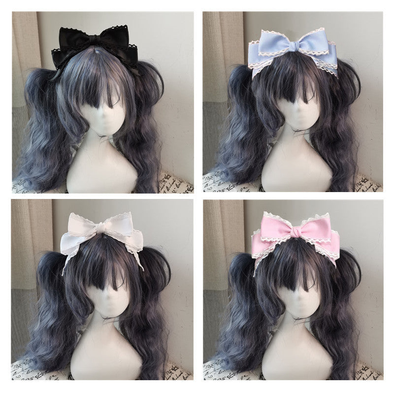 Chic Handmade Lolita style Bow Hairpin - Polyester & Spandex, Perfect for Cosplay & Anime Fashion Accessories
