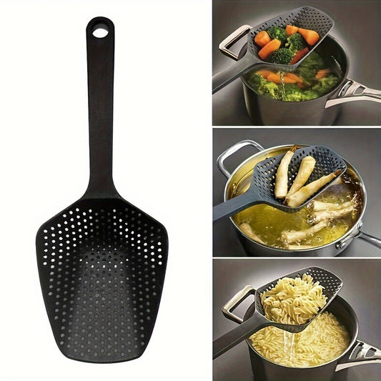 1pc Durable PP Plastic Kitchen Strainer Spoon, Integrated Cooking Draining Scoop, Rust-Resistant, No Electricity Required, Ideal for Christmas, New Year, Valentine'S Day, and Housewarming Gifts