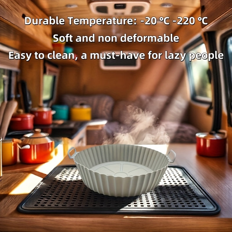 1pc Multicolor Silicone Fryer Pan Household Kitchen Heat Resistant Fryer Pan Baking Pan Food Grade Recyclable Bowl Baking Sticky Mat Thickened Silicone Fryer Pan