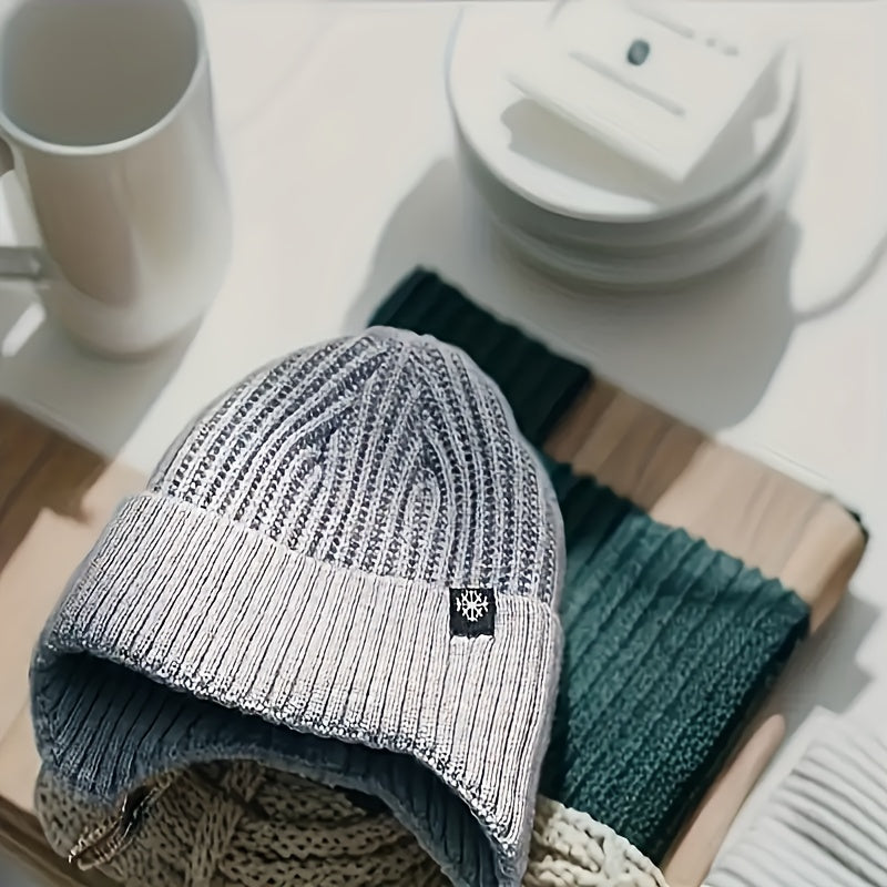 1pc Men's Thick Fleece-Lined Knit Beanie