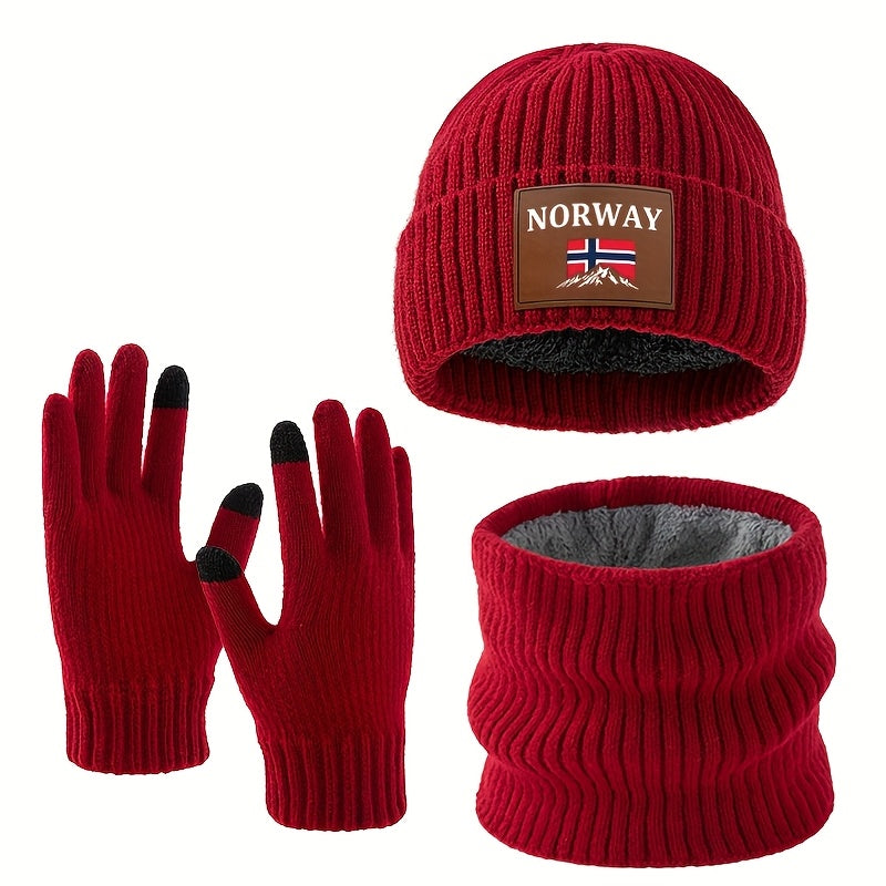 Affordable Winter Warm Knit Hat Scarf Glove Set