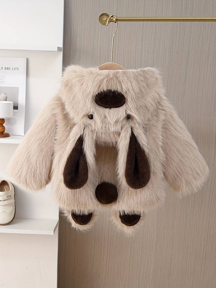 Girls' Winter Hooded Bear-Ear Coat Jacket with Plush Ears & Hood