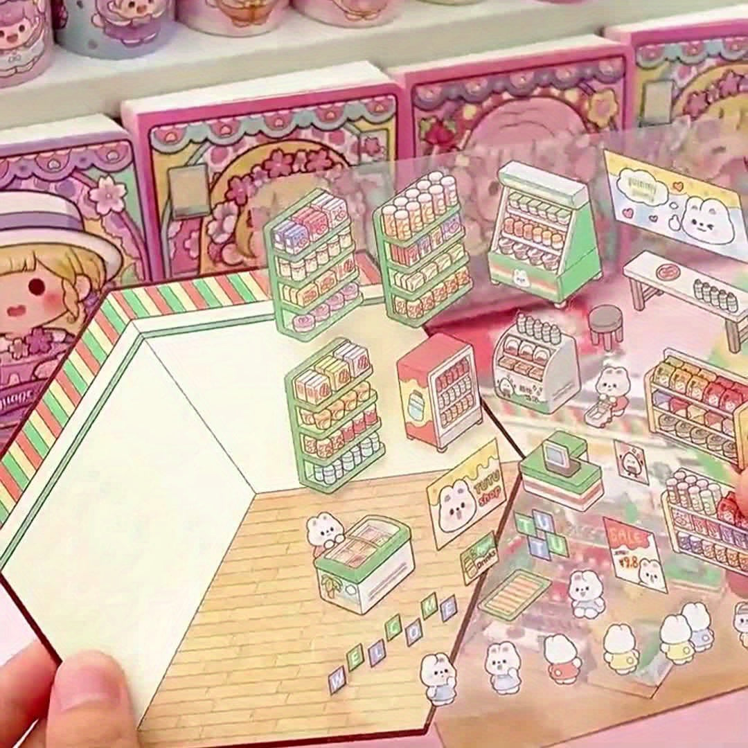 4pcs Set of Dolphin Diary Series Scenery Stickers, PET Three-Dimensional Scenery Stickers, Capybara Scene Stickers, Miniature Scene Stickers, DIY Superimposed 3D Cabin Stickers, 3D Three-Dimensional Stickers, DIY Decompressio