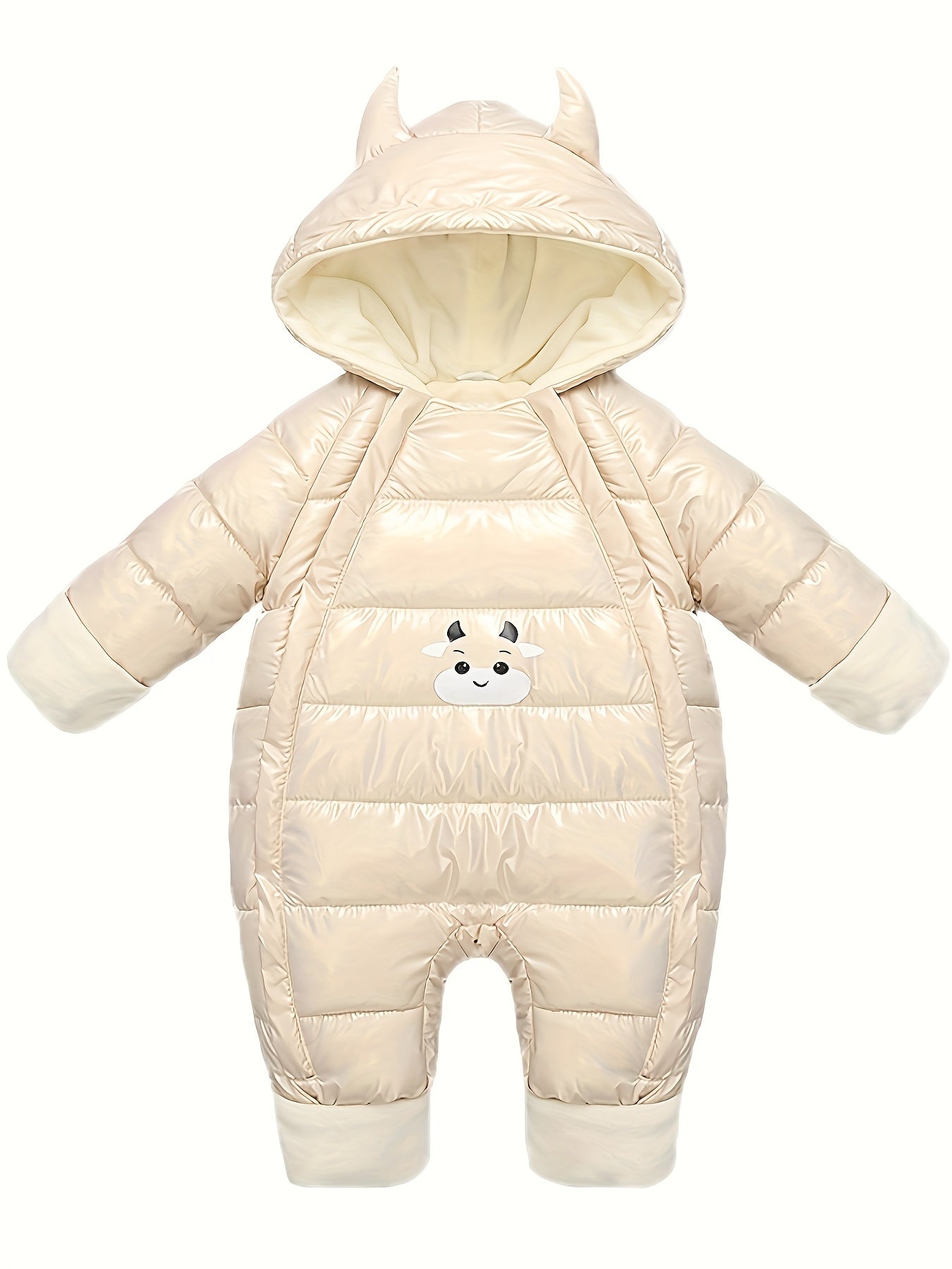 Warm Fleece-Lined Snowsuit Warm Thick Fleece-Lined Winter Snowsuit with Hood & Bear Patch.