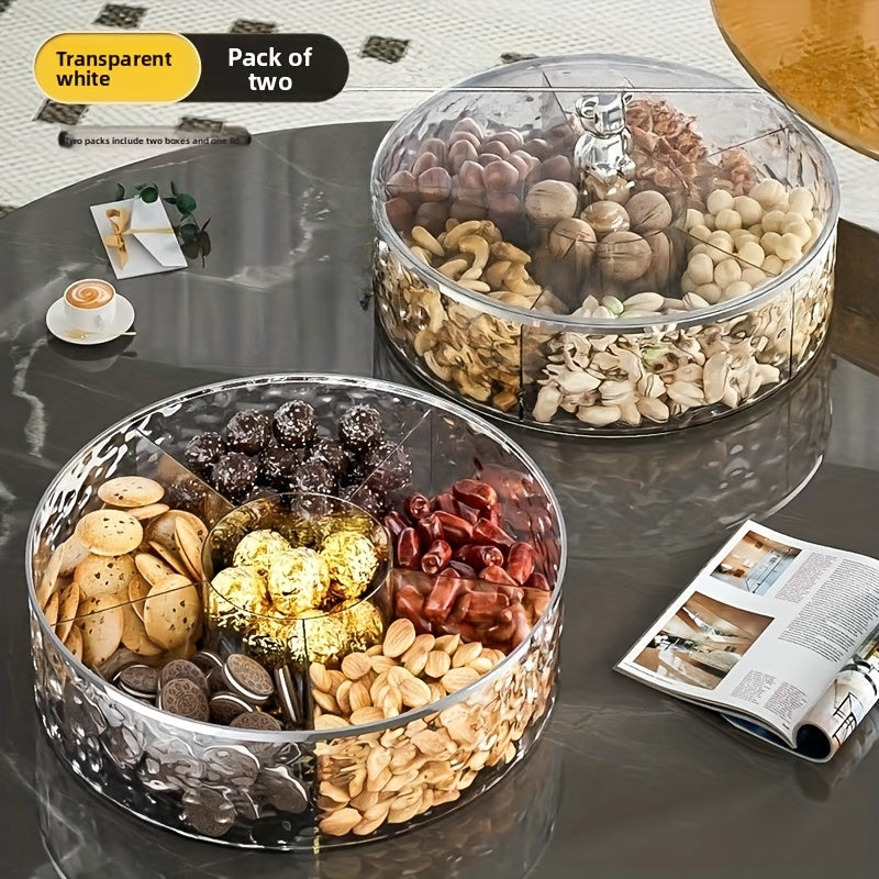 Double-layer design with two color choices. Premium Compartment Snack Tray".
