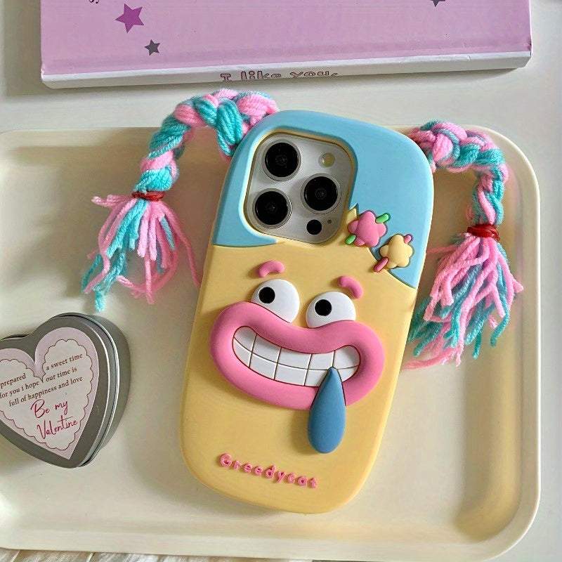 Funny Braided Case Apple Funny Braided Girl Full-Cover Anti-Fall Protective Case | Creative Niche for Iphone 16 15 14 13 12 11 Pro Plus Max