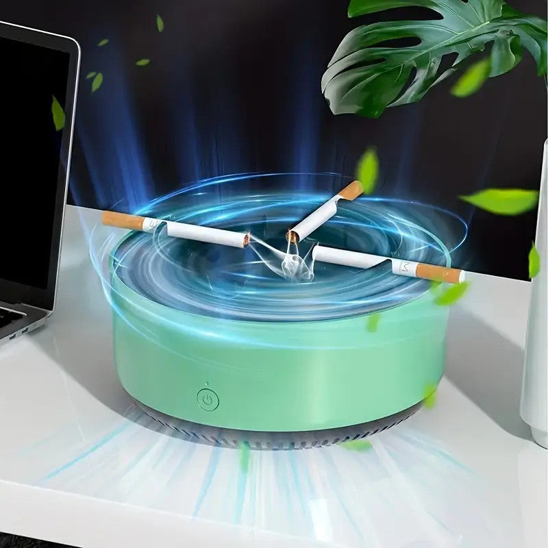 Upgraded Version of Air Purifying Ashtray, Household Smart Smoke Removal for Second-Hand Smoke, Car, Living Room, Office Smoke Artifact, Easy to Carry, Use, Convenient, Use AA Batteries to Power It, Without Batteries, 5 Impor