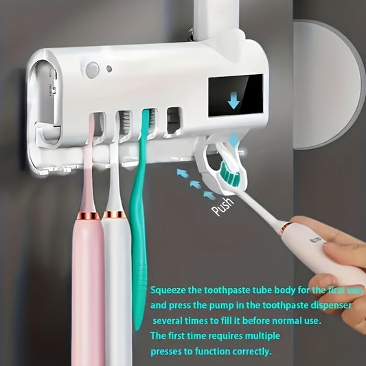Stylish Smart Toothbrush Holder, Toothbrush UV Sterilizer with Automatic Toothpaste Dispenser, USB Charging, 6 Important Holidays Gifts, Christmas, Halloween, Valentine's Day, Easter etc., Very Suitable for Home Bathrooms and