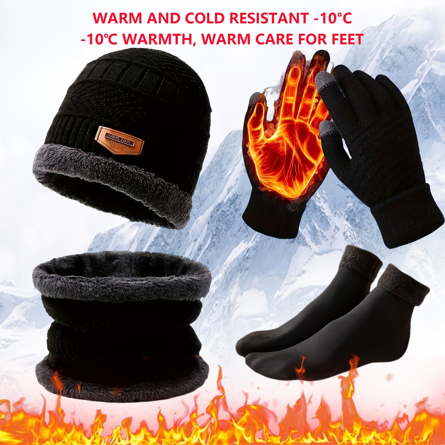 4pcs Men's Thermal Winter Set