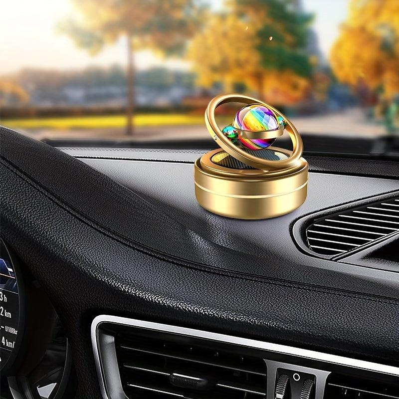 [Solar Power Car Diffuser] Rotating Solar Power Car Fragrance Diffuser, Essential Oil Diffuser, Car Decoration, Interior Accessories | Includes Two Aroma Pads As a Gift