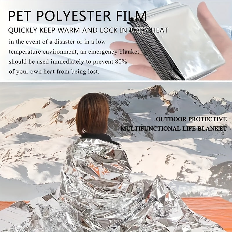 90% Heat Retention Thermal Blankets - Ultimate Survival Kit: 10-Pack, 52"" X 82"" - Essential Outdoor Gear