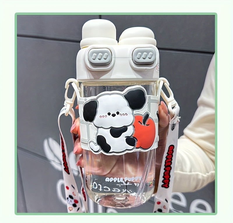 Cute Cartoon Tumbler - Capybara & Puppy Design, Portable, BPA-Free, Large Capacity, Ideal for Sports & Outdoor, Adorable Bear Illustrations