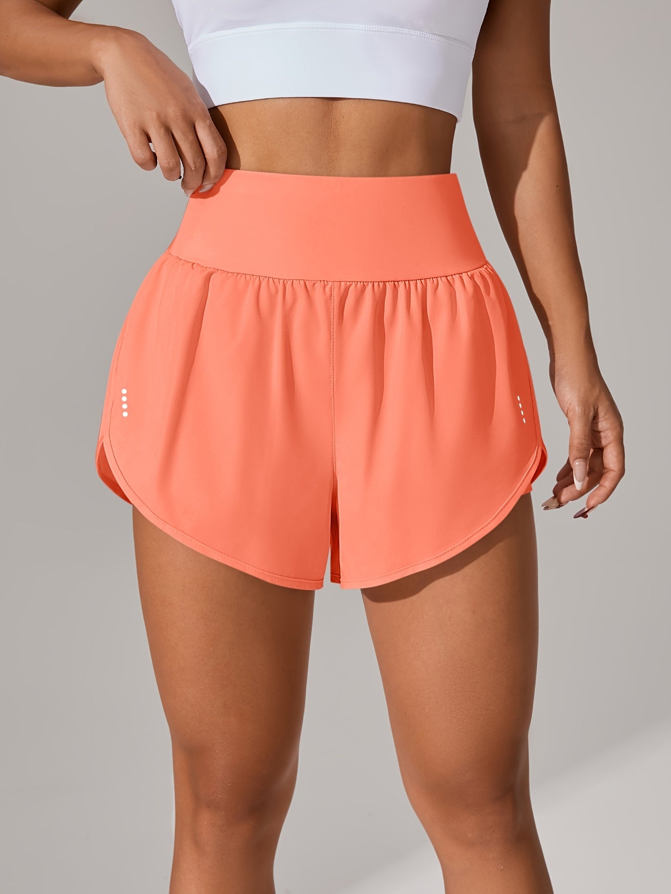 Light Blue High-Waisted Yoga Shorts with Ruffles