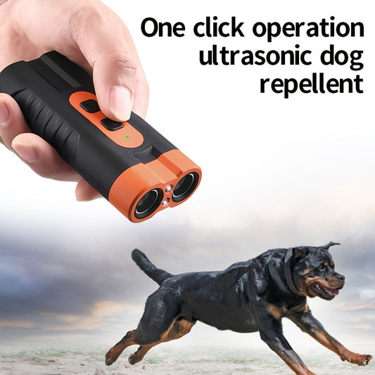 1pc PetSafePro USB Rechargeable Ultrasonic Dog Repellent, Dual-Core High-Power Bark Stopper with LED Flashlight, Portable Anti-Bite Device for Outdoor Use