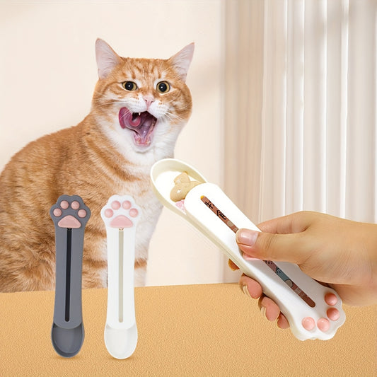 1pc WhiskerWonders Cat Treat Feeding Spoon, Plastic Pet Food Pusher for Cats, Easy-to-Use Lickable Stick Dispenser for Feline Snacks, Cat Food Spoon
