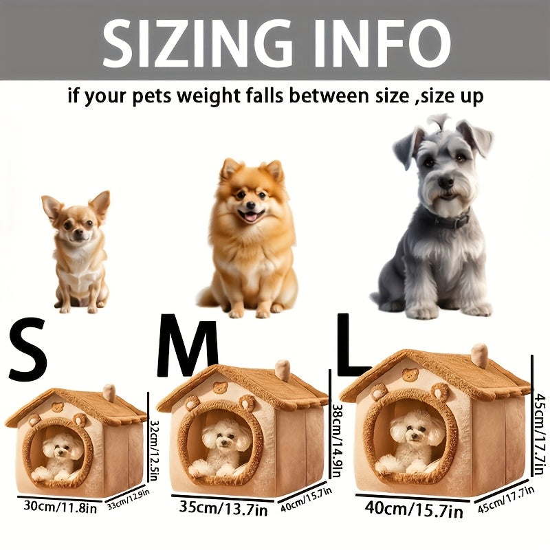 Cozy Polyester Cat House Bed, Removable and Washable Plush Pet Cave Nest, Warm and Soft Indoor Kitty Shelter, Christmas Gift for Cats