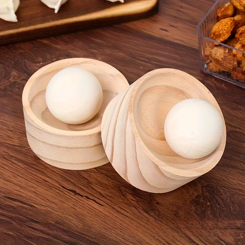 1pc Wooden Dumpling Maker with Rolling Ball - Manual Kitchen Tool for Perfectly Round Dumplings, No Electricity Needed.