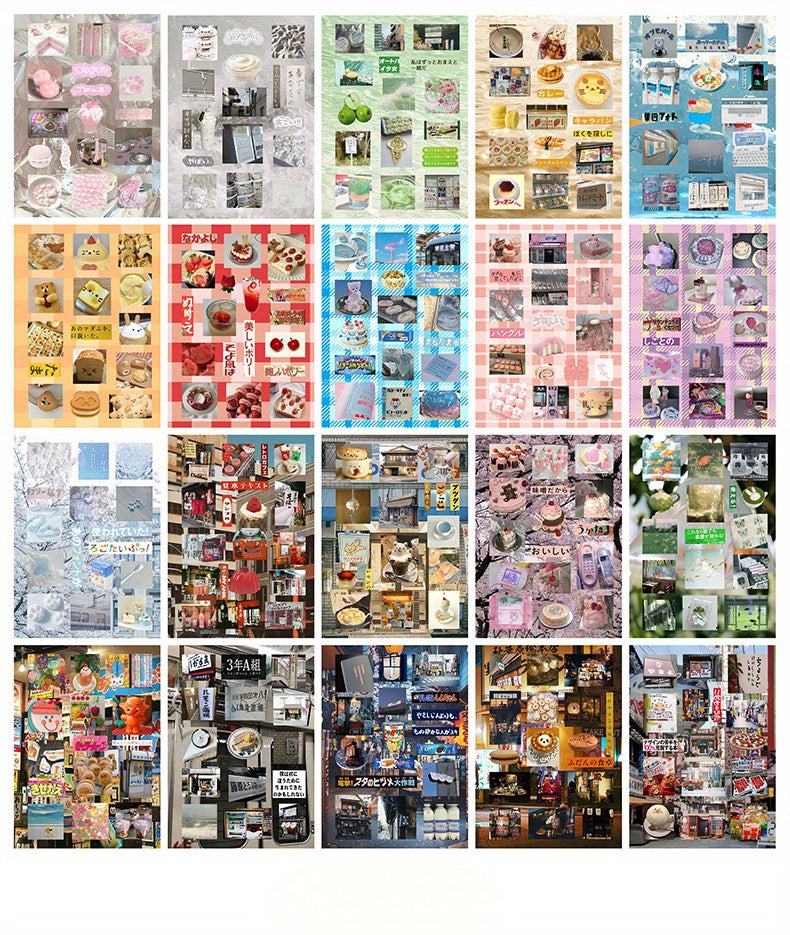 20 Japanese Ancient Cute ins Sticker Books- Glittering Memories Collection, DIY Scrapbook and Craft Accessories for Albums, Diaries, Phone Cases, Water Bottles, Guitars, Skateboards and Luggage, Scrapbook Stickers