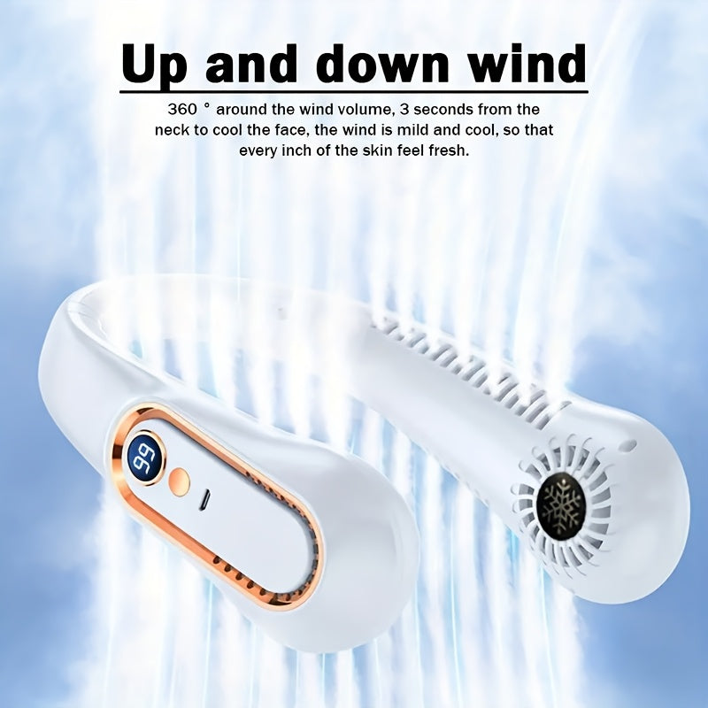 Portable USB Neck Fan - Wearable, Rechargeable, 360° Flexible Cooling, Quiet Operation, Powerful Airflow