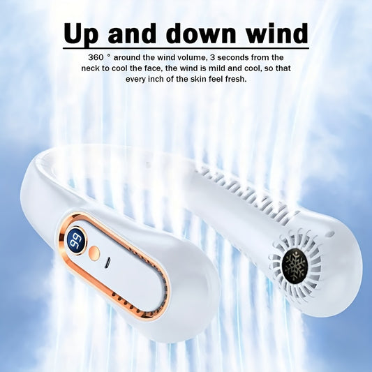 Portable USB Neck Fan - Wearable, Rechargeable, 360° Flexible Cooling, Quiet Operation, Powerful Airflow