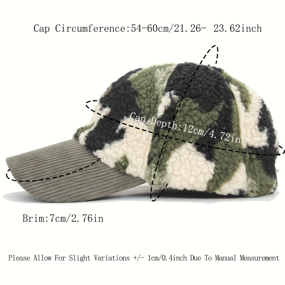 Winter Camouflage Baseball Hat, Men's And Women's Fashion Lamb Feather Cap