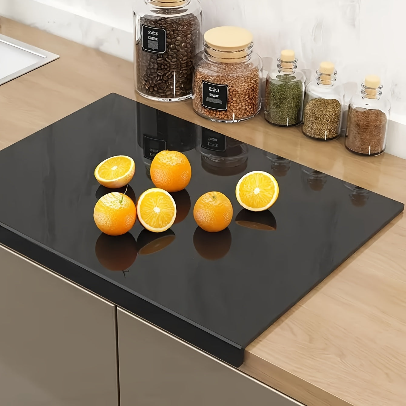 Large Black Cutting Board – Lip Edge, Non-Slip, Durable