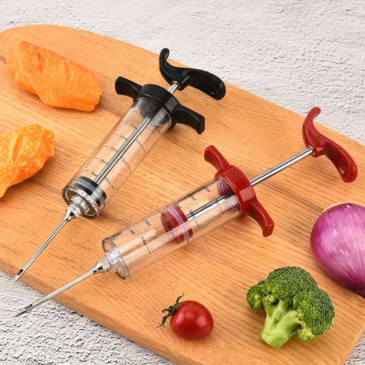 30ml Plastic BBQ Marinade Syringe - Easy-to-Use Meat Injector Tool with Clear Measurement Markings, Perfect for Seasoning Turkey, Steaks, and Vegetables, Kitchen Cooking Accessory, Easy Grip Handle, Sturdy Construction