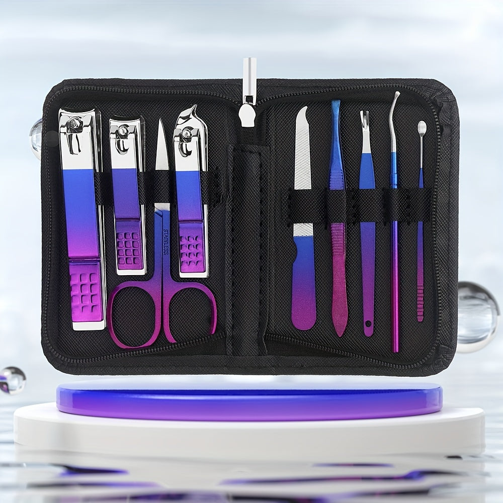 6/9/26pcs set Colorful Manicure & Pedicure Kit0 - Stainless Steel Nail Clippers, Cuticle Trimmers, Ear Spoon & Files with Durable Storage Case.