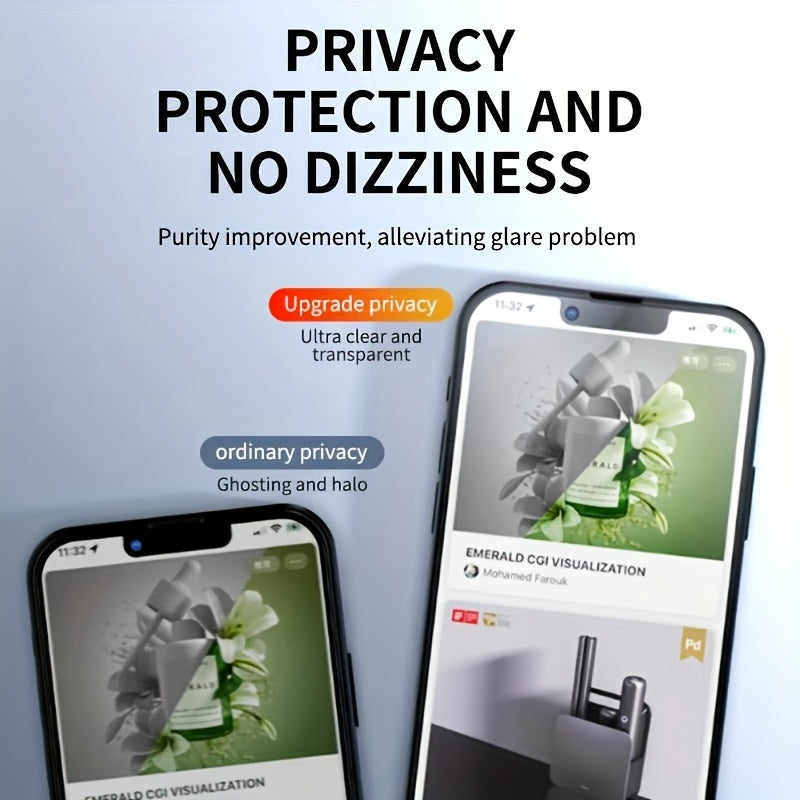 3-Pack Glossy Anti-Spy Glass Screen Protector for iPhone 11/12/13/14/15 Pro Max/X/XS/XR/XS Max, High Strength, Anti-Scratch, Anti-Fingerprint, Oil Stain Resistant, Perfect Touch Feel