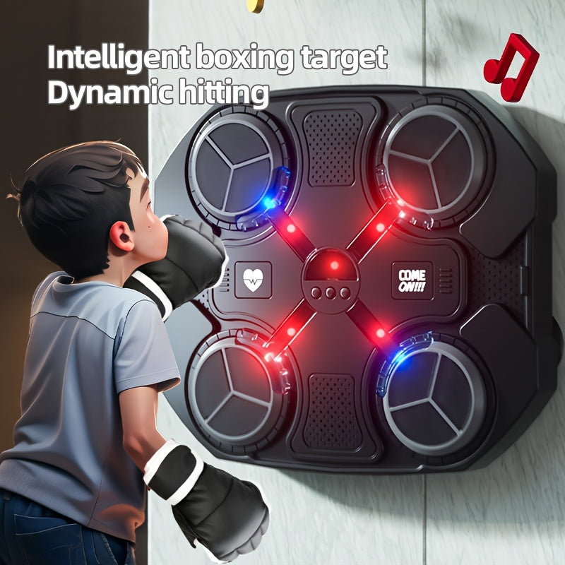 Interactive Boxing Training Mat with Lights & Sounds, Adjustable Speed, Includes Gloves, Wall Mount with Suction Cup, USB Powered, ABS Material, Relax Toy for Youngsters, Perfect Gift for Holidays
