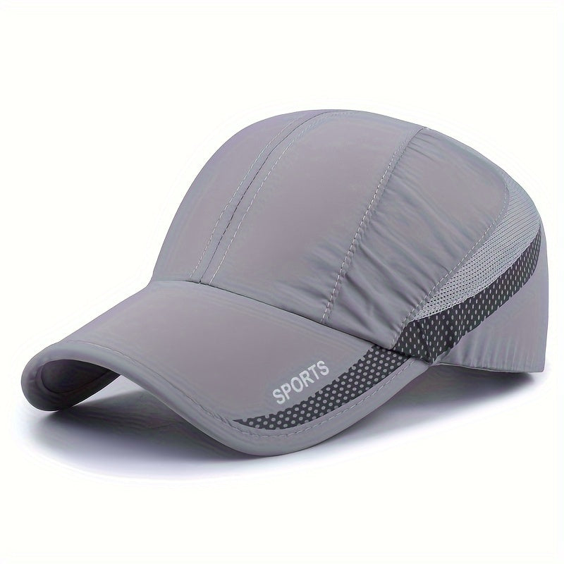 [Quick-Dry Sport Cap Sun Protection] 1 EDIKO Quick-Dry Sport Cap, Adjustable, Breathable Mesh Back, Sun Protection Hat for Outdoor Activities, Camping & Hiking - Navy Blue with Gray Accents, Hiking Accessories