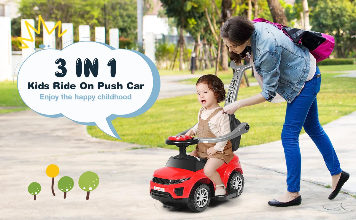 DORTALA 3 in 1 Baby Ride on Push Car Toy Kids Stroller Sliding Walking Car with Horn