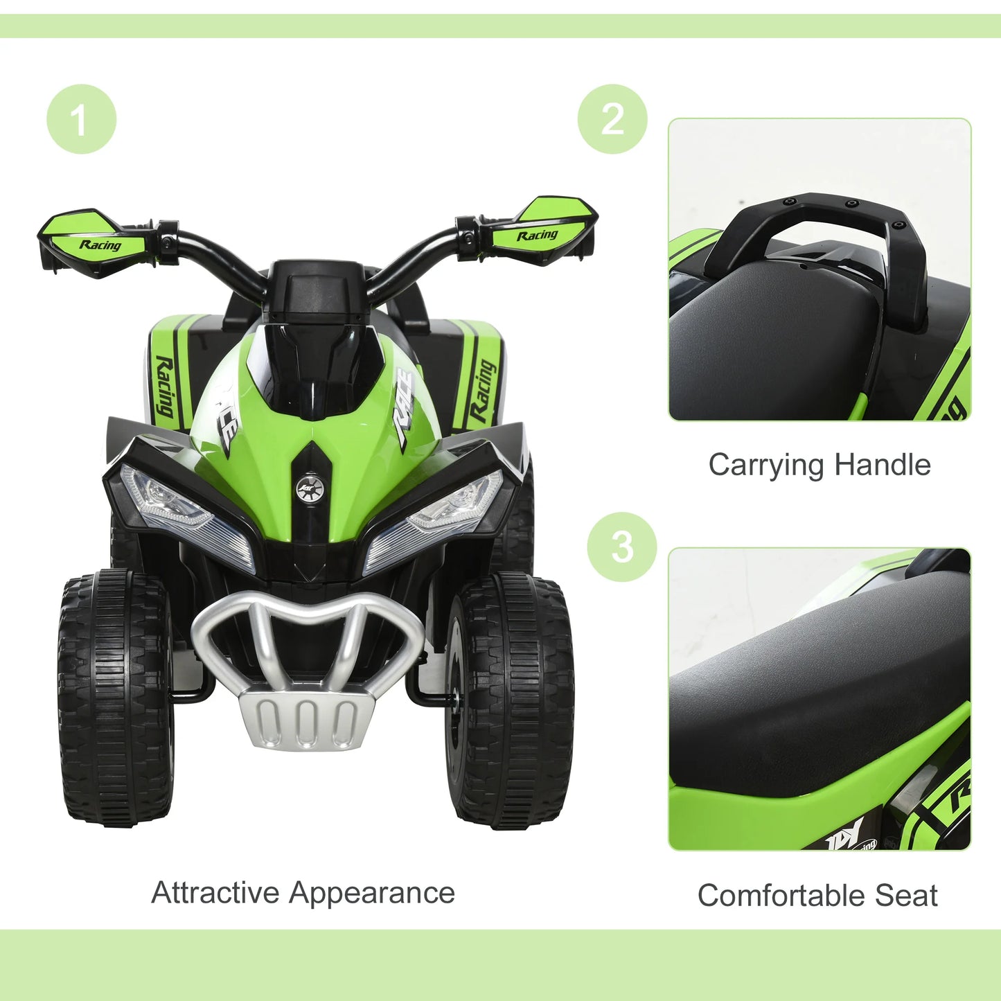 HOMCOM No Power Quad Toddler Ride on Car Foot-to-Floor Sliding