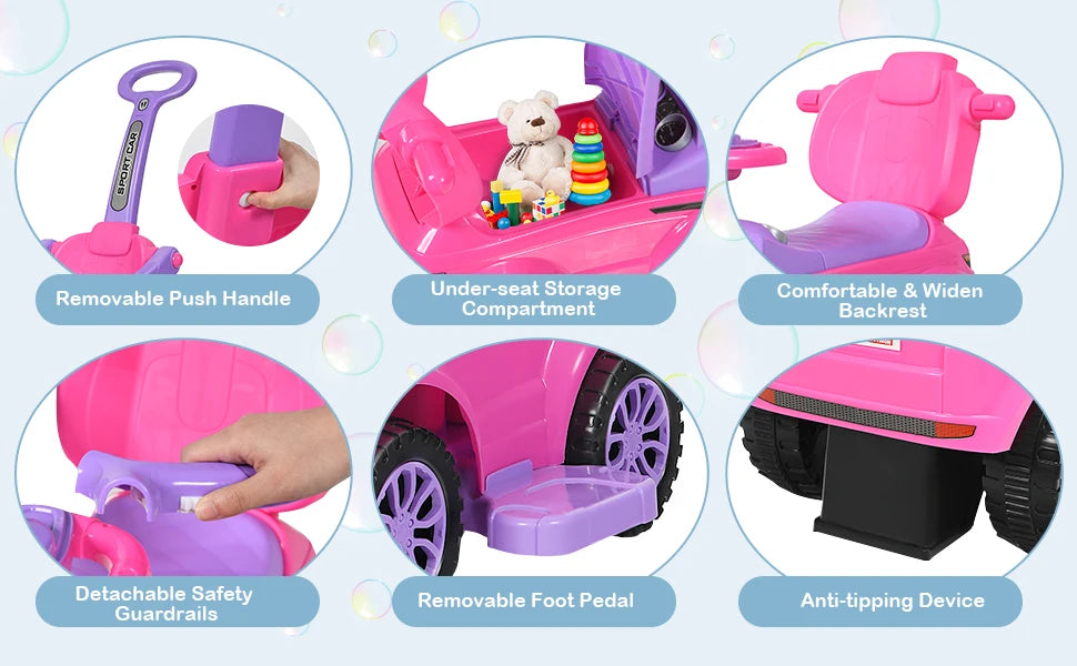 DORTALA 3 in 1 Baby Ride on Push Car Toy Kids Stroller Sliding Walking Car with Horn