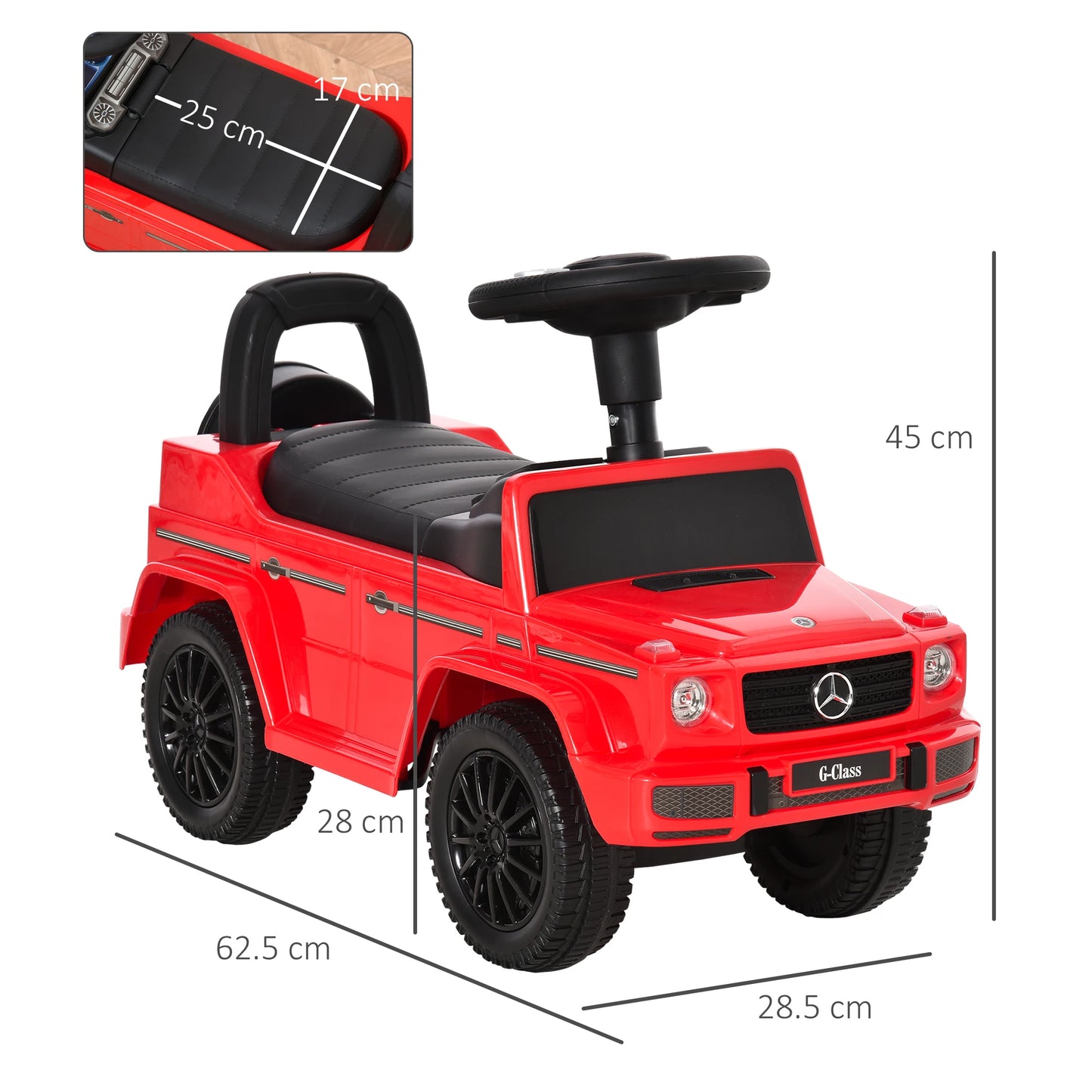 HOMCOM Benz G350 Kids Ride on Sliding Car w/ Under Seat Storage No Power