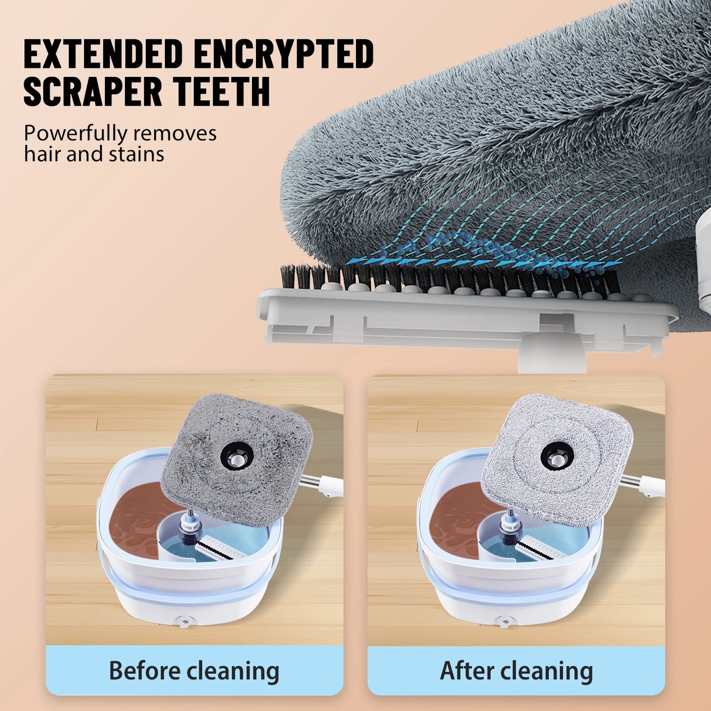 VickHome 360° Turbo Centrifugal Spin Mop and Bucket Tool Set, Home Office Spin Mop Dehydrate for Cleaning Floor Brooms Utensils