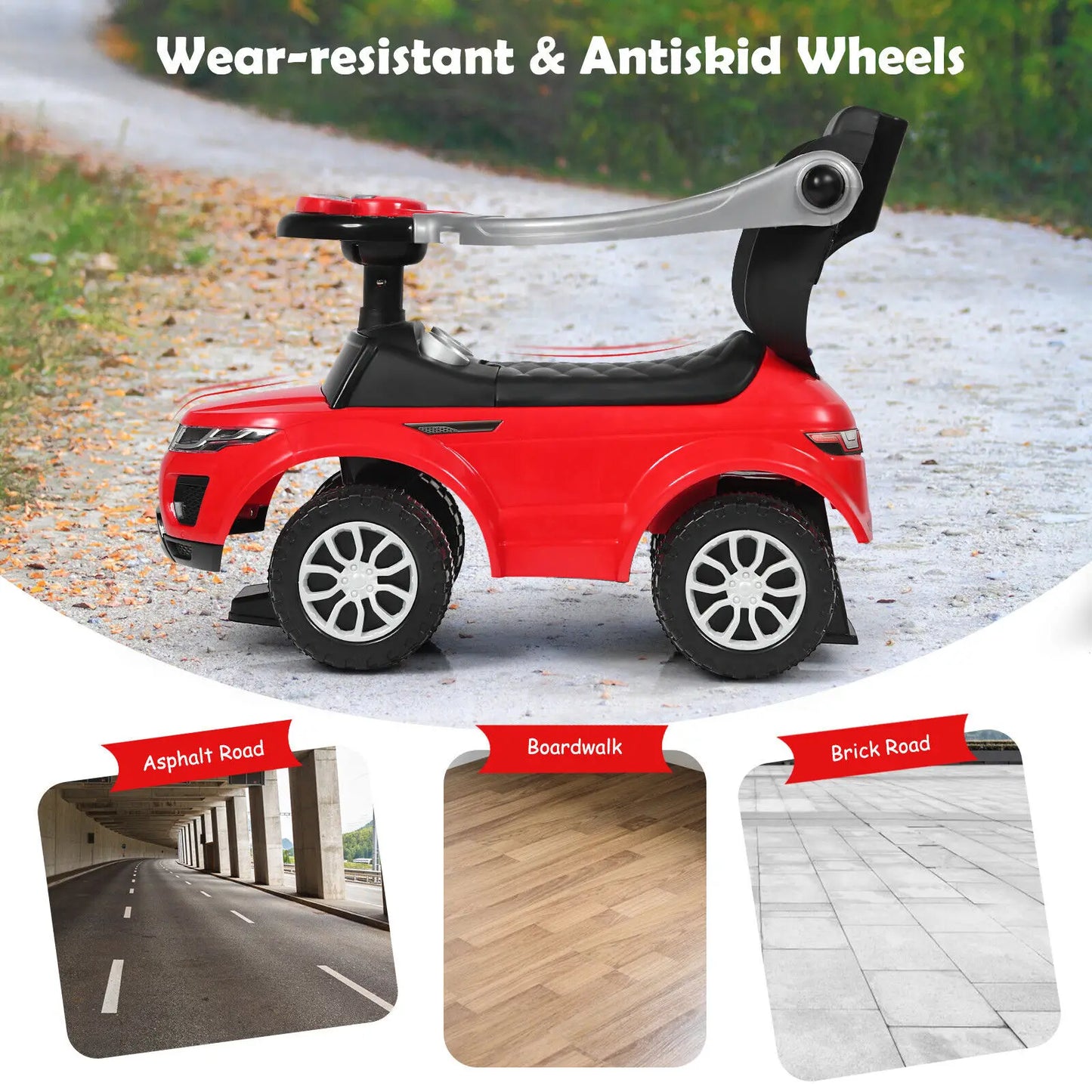 DORTALA 3 in 1 Baby Ride on Push Car Toy Kids Stroller Sliding Walking Car with Horn
