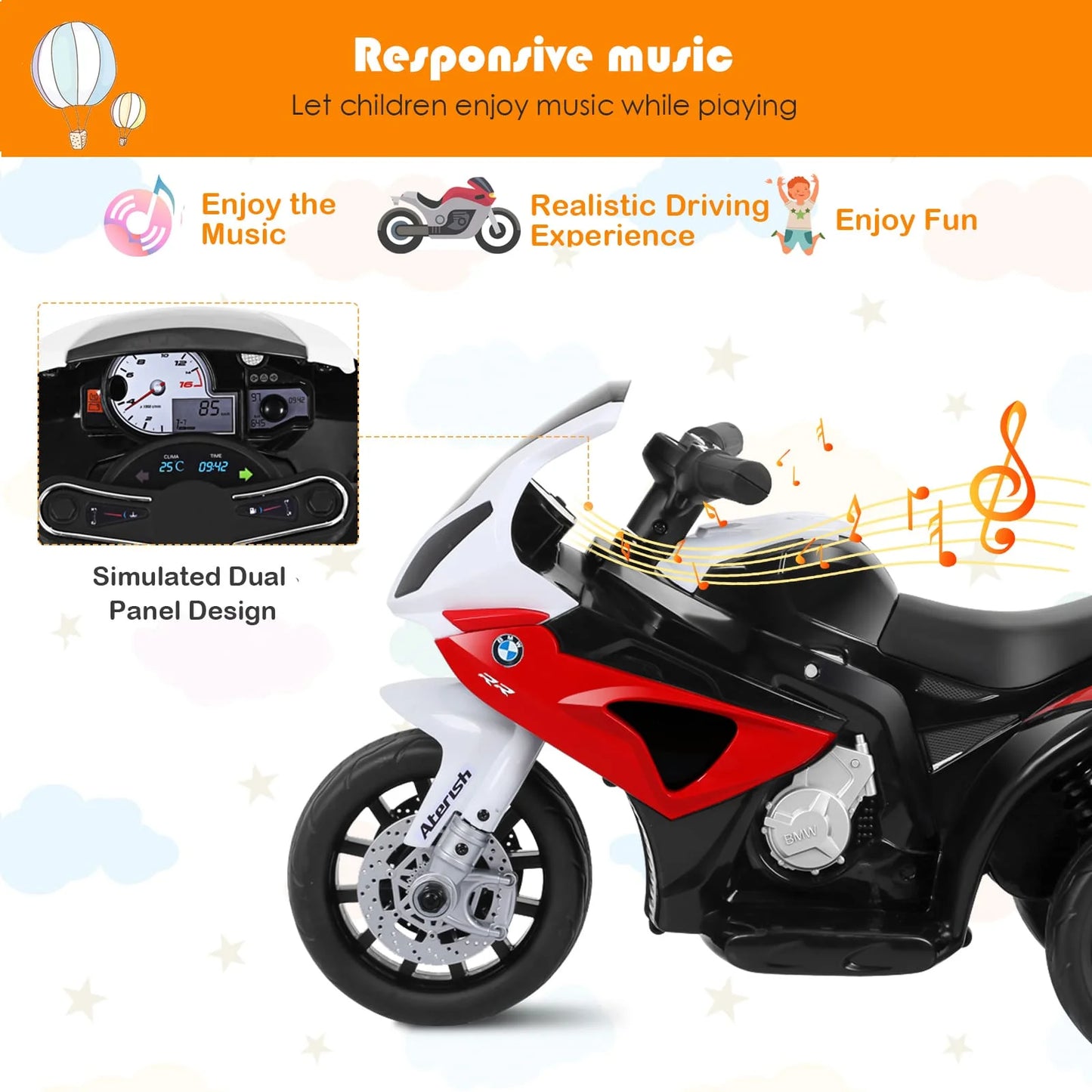DORTALA Kids Electric Motorbike 6V Battery Powered Ride on Motorcycle