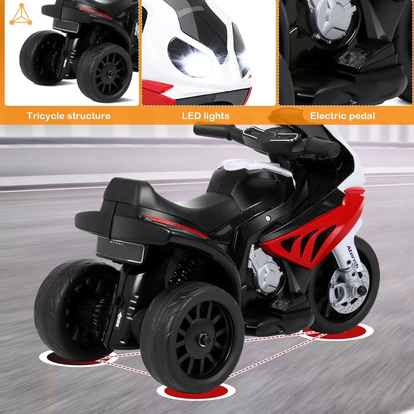 DORTALA Kids Electric Motorbike 6V Battery Powered Ride on Motorcycle