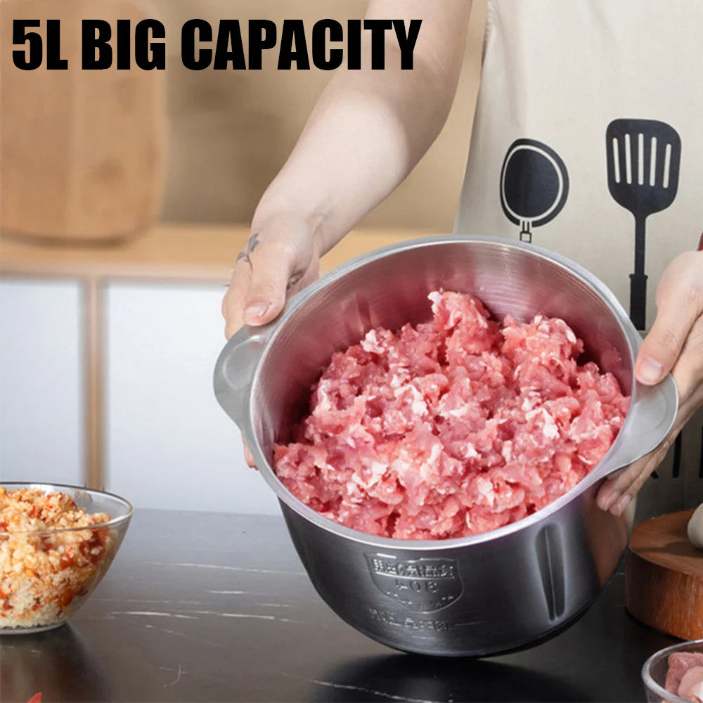 [UK STOCK] 5L Meat grinder Electric Meat Grinders Stainless Steel Food Crusher Multifunctional Vegetable Slicer Chopper Mincer