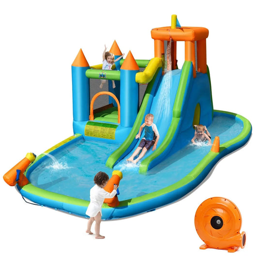 DORTALA Inflatable Water Slide Kids Jumping Bounce House Splash Water Pool w/ Blower