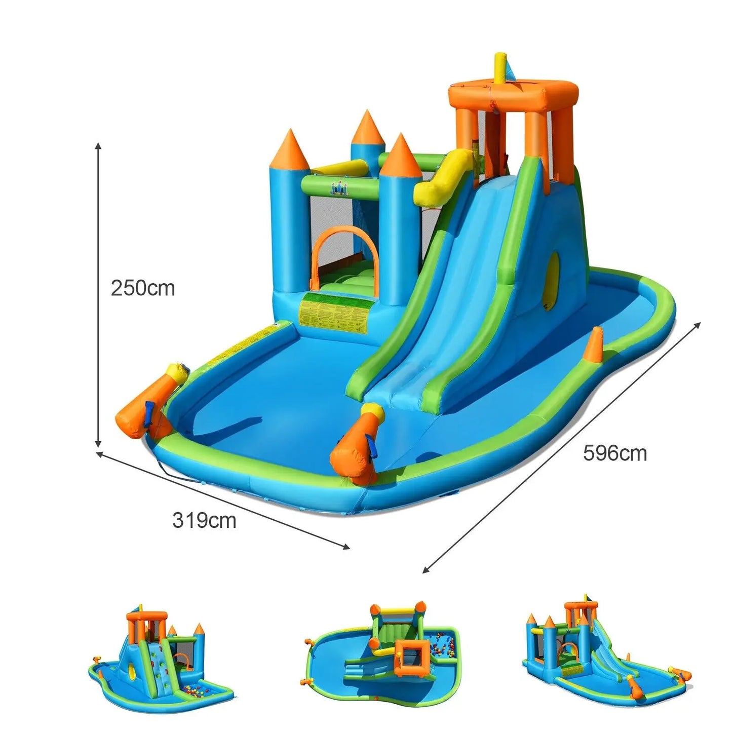 DORTALA Inflatable Water Slide Kids Jumping Bounce House Splash Water Pool w/ Blower