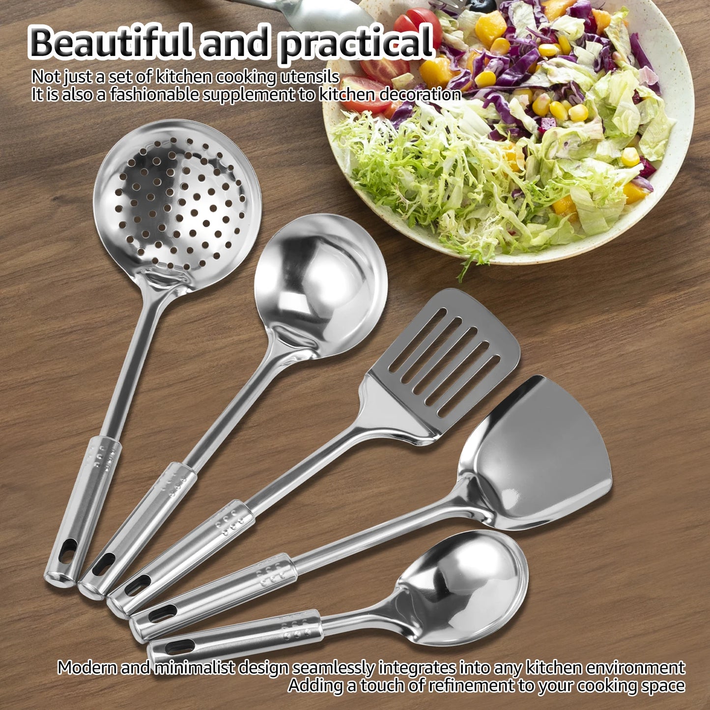 6 件套 Cooking Utensils Set Kitchen Utensils Set Portable Rust-Resistant Stainless Steel Spatula Utensils Set with Organizer for H