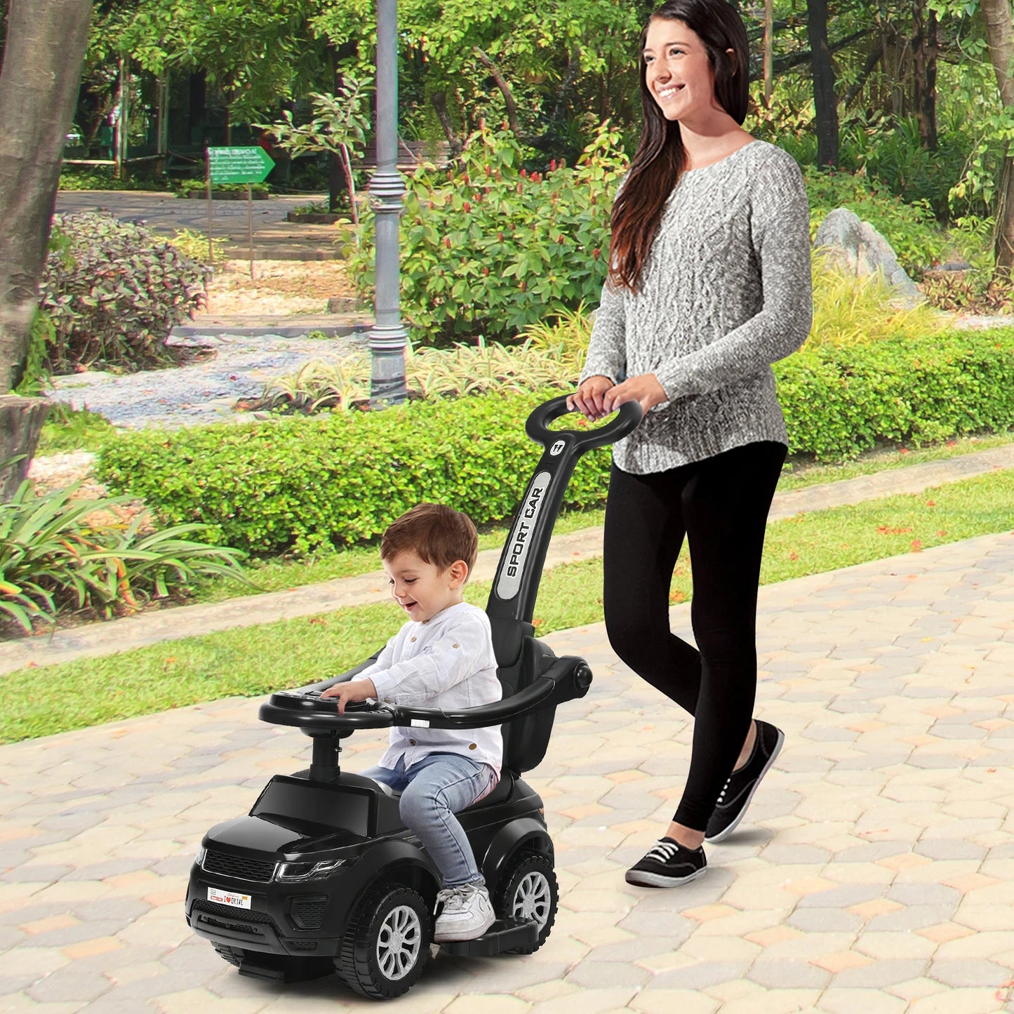 DORTALA 3 in 1 Baby Ride on Push Car Toy Kids Stroller Sliding Walking Car with Horn
