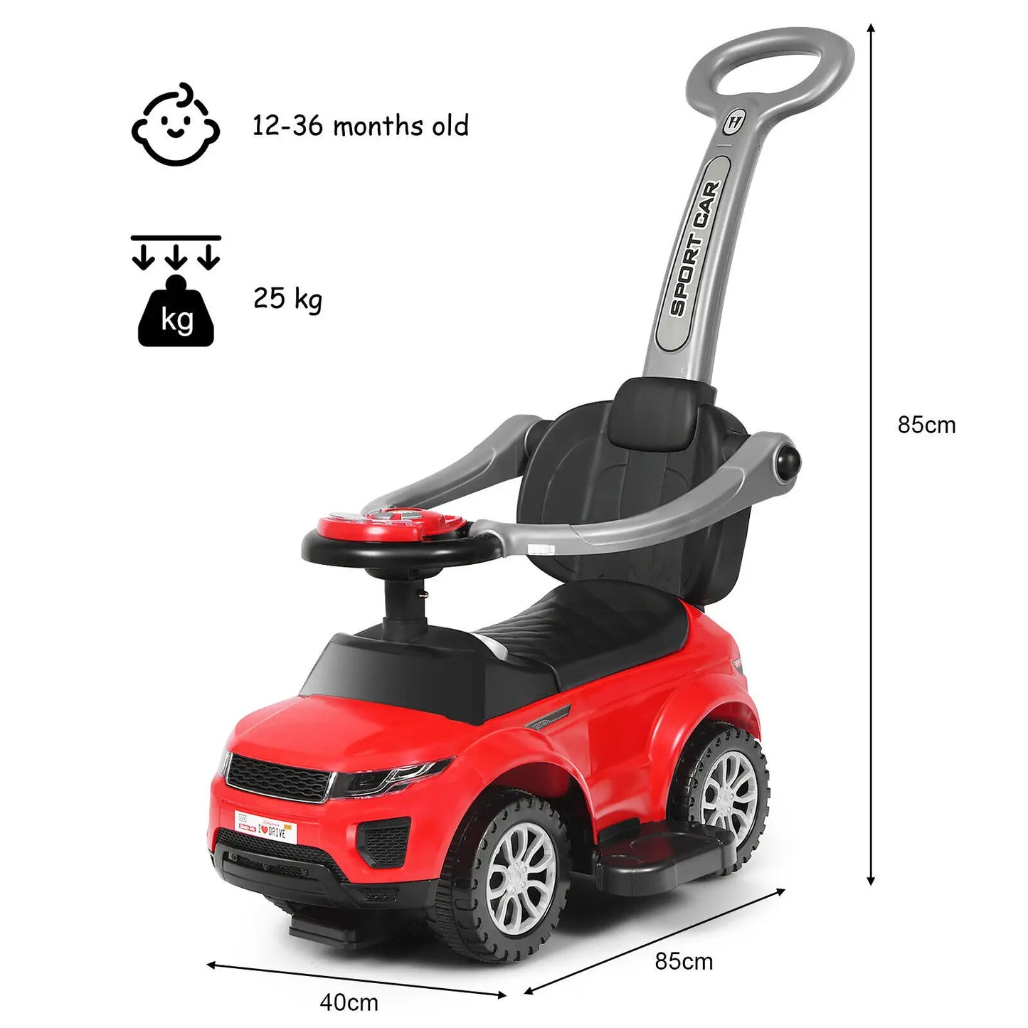DORTALA 3 in 1 Baby Ride on Push Car Toy Kids Stroller Sliding Walking Car with Horn