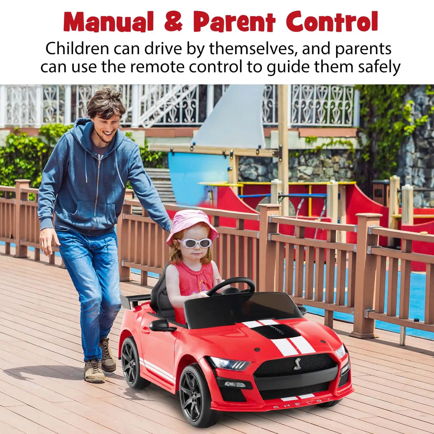 DORTALA 12V Licensed Ford Mustang Shelby GT500 Kids Ride on Car-Red