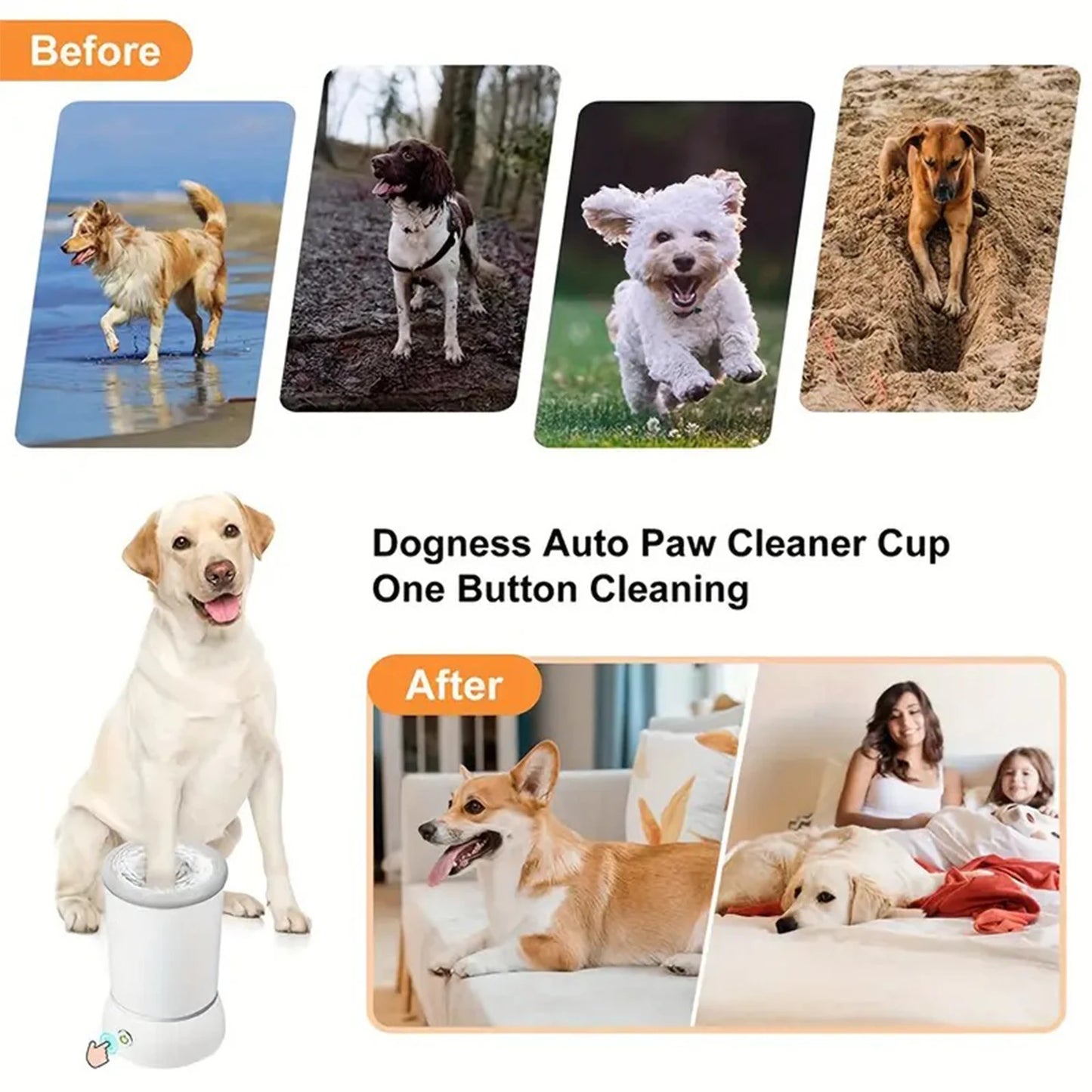 Usb Rechargeable Dog Paw Cleaner, Detachable Automatic Pet Claw Cleaner And Massager, With Silicone Bristles
