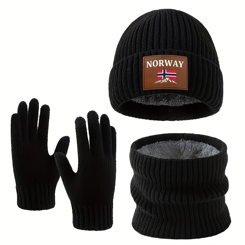 Affordable Winter Warm Knit Hat Scarf Glove Set