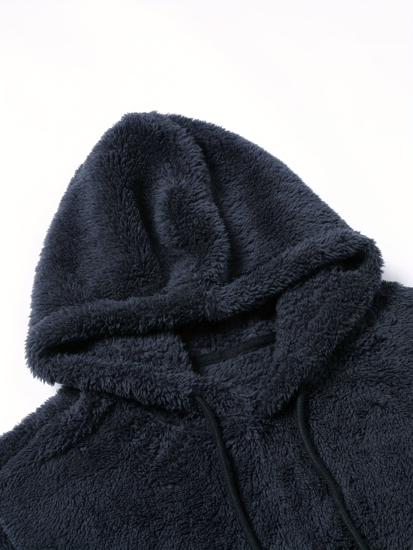 Black Men's 2pcs Winter Warmth Oversized Hooded Sweatsuit & Drawstring Joggers Set.